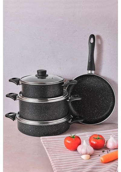 Mastergranito Black 7 Parça Tencere Ve Tava Seti Çok Renkli