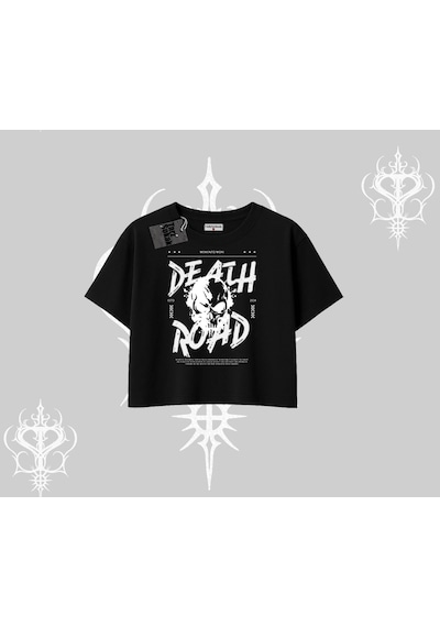 Startmore Startmore Oversize Crop Tshirt Death Road Memento Mori Street Manifest Siyah