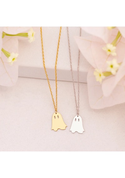 Hayalet Kolye, Gold Minimalist Hayalet Figürlü Kolye, Sevimli Halloween Takısı, Kadınlara Özel Altın