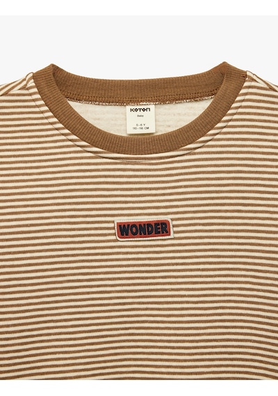 Koton Etiket Detaylı Şardonlu Bisiklet Yaka Uzun Kollu Oversize Çizgili Sweatshirt Kahverengi Çizgili 7wmb10126tk Koton Etiket Detaylı Şardonlu Bisiklet Yaka Uzun Kollu Oversize Çizgili Sweatshirt Kahverengi Çizgili 7wmb10126tk