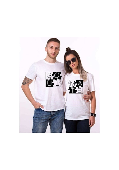 Tshirthane Puzzle Soul Mate Sevgili Kombinleri Tshirt Kombini Beyaz