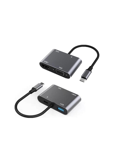 Winex 4In1 Type-C To Hub Pd 65W Hdtv Vga Usba Dönüştürücü Adaptör