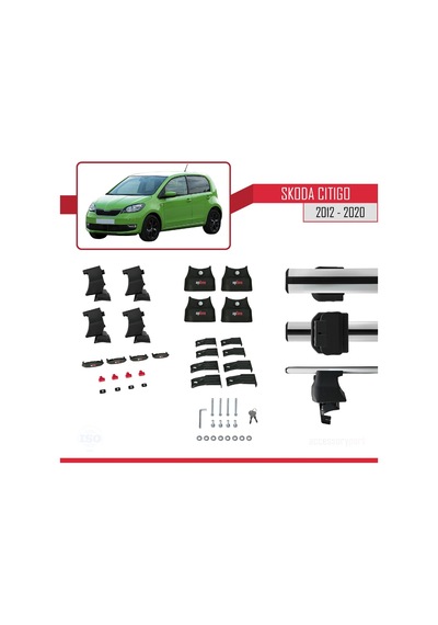 Skoda Citigo 2012-2020 Arası İle Uyumlu Ace-4 Ara Atkı Tavan Barı Gri