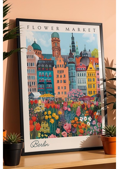 Berlin Almanya Çerçeveli Tablo Seyahat Severlere Salon Ve Ofis İçin Estetik Duvar Dekoru Travel Flower Market