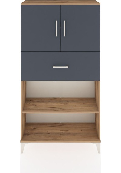 Arges Dolap 3 Raflı Tek Çekmeceli 2 Kapaklı 88x30x163 Çam-ant... Çam
