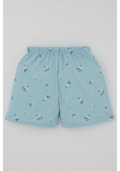 Breeze Kız Çocuk Şortlu Pijama Takımı Çiçek Desenli 4-8 Yaş, Açık Mavi