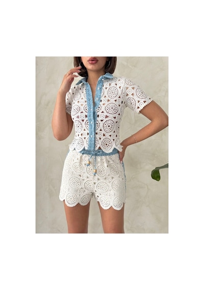 Verymoda Kot Detaylı Dantel Gömlek D2795 Ham