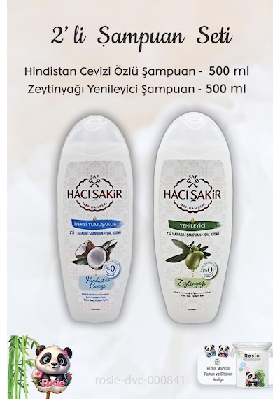 Hacı Şakir Hindistan Cevizi Şampuan 500 Ml, Zeytinyağlı Şampuan 500 Ml Ve Rosıe