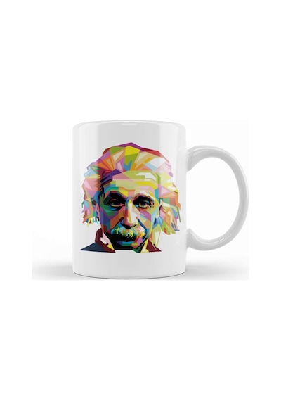 Geometric Celebrity Albert Einstein Kupa Bardak Porselen Karışık