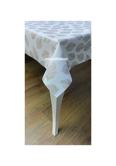 Parlak Sedefli Simli Yaprak Salça Lekesi Tutmayan Beyaz Lüks Astarlı Linen Pvc Muşamba Masa Örtüsü Altın Parlak Sedefli Simli Yaprak Salça Lekesi Tutmayan Beyaz Lüks Astarlı Linen Pvc Muşamba Masa Örtüsü Altın