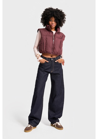 it's basic Kadın İndigo Renk Lotus 7w5-50 Baggy Fit İç Boy 83cm Kemer Detaylı %100 Koton Denim Jean