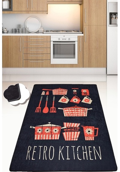 Retro Kitchen Djt 200X290 Cm Mutfak Halısı Yıkanabilir Kaymaz