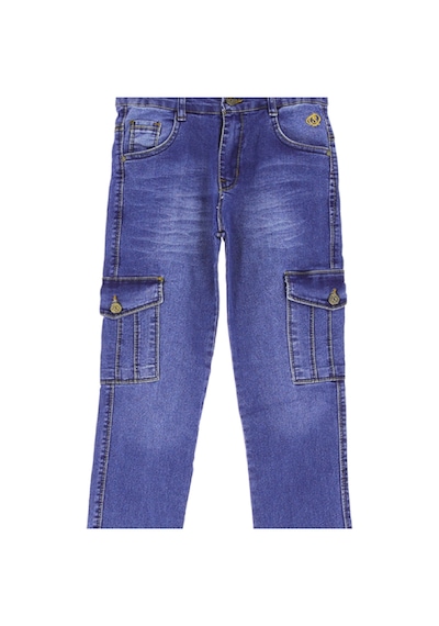 Modanino Erkek Çocuk Likralı Kargo Cepli Esnek Belli Jean Pantolon 13-17 Yaş 12366 Indigo