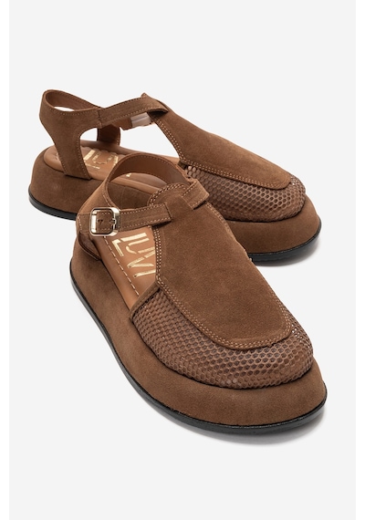Luvi Shoes Lurelıa Taba Süet Hakiki Deri Fileli Kadın Sandalet