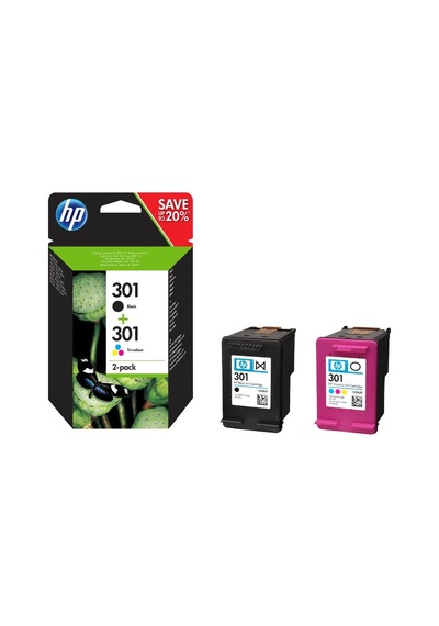 Hp 301 Mürekkep Kartuş Siyah / Üç Renkli 2'li Paket N9j72ae