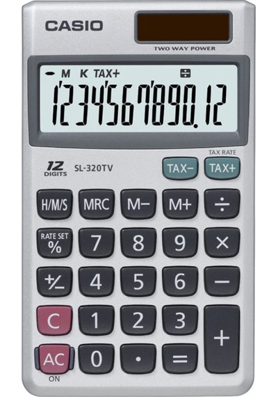 Casio 12 Tuşlu Gri Metal Cep Tipi Hesap Makinesi Sl-320tv