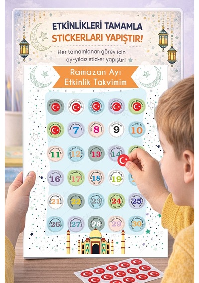 Ramazan Ayı Sticker Oyun Ve Etkinlik Seti, 4 Lü Set Çocuklar İçin Ramazan Süsleme Ve Etkinlik Seti2 Dijital Baskı