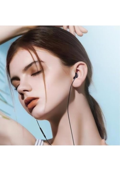 Type-c Kablolu Kulak İçi Kulaklık Gürültü Önleyici Mikrofon, Dahili Ses Kontrol, Ergonomik Silikon Uçlar, Hd Stereo Ses, Tüm Type-c Cihazlarla Uyumlu Siyah