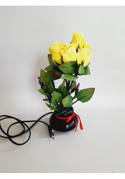 90'lar Temalı Dekoratif Işıklı Yapay Çiçek 27cm Sarı Gül