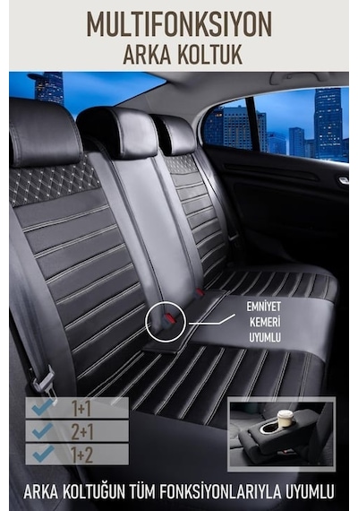 Citroen Saxo Vts Oto Koltuk Kılıfı Ön Arka Set Plus Serisi Siyah Beyaz Fs