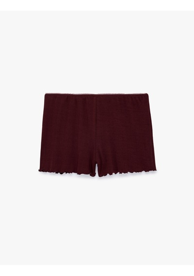Koton Rahat Kalıp Pointelle Kumaş Şort Pijama Altı Bordo 7wlk80023mk