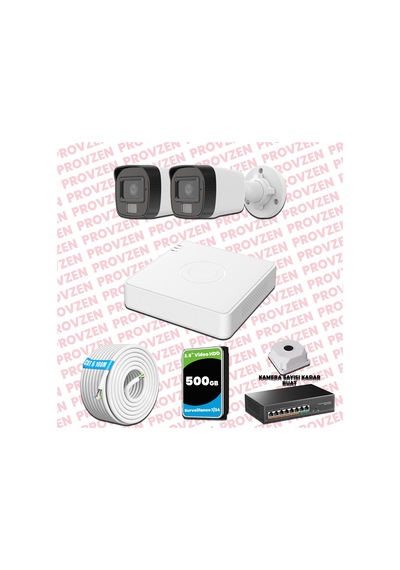 Provzen Hikvision 2 Kameralı Ip Full Hd Renkli Güvenlik Kamerası Mikrofonlu