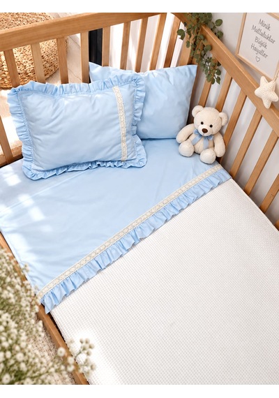 Sallhome Baby Textile Mavi Düşler Bebek Pike Takımı 4 Parça 90x120
