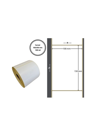150x100 Termal Barkod Etiketi Yaıpışkanlı Etiket 1 Rulo 500 Adet