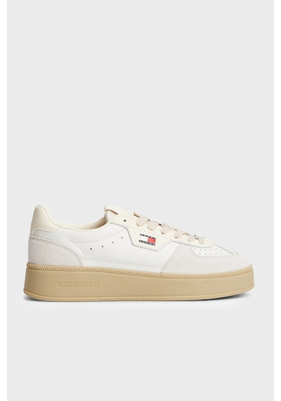 Tommy Jeans Logolu Deri Sneaker Ayakkabı Kadın Ayakkabı En0en03091 Ybl Beyaz