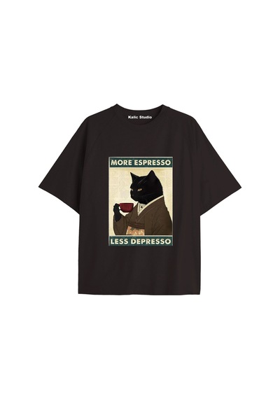 Kalic Studio Y2k Vintage Cats Baskılı Siyah T-shirt Kod 21 Siyah-21