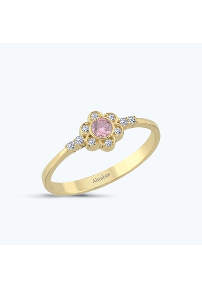 Altınbaş Pembe Taşlı Altın Çiçek Yüzük Ayz00504-y-25842-p Çok Renkli