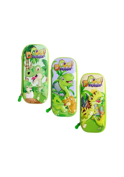 Cool Dinozor Kalem Kutusu 3d Kabartmalı Geniş Kapasiteli Kalemlik - Şirin Dinazor Yeşil