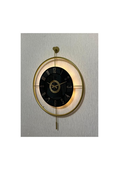 Pey Aksesuar Metal Camlı Duvar Saati 60x80 Cm Büyük Boy Işıklı Gerçek Cam Gold-füme-siyah-gold M61-gold-füme-siyah-gold