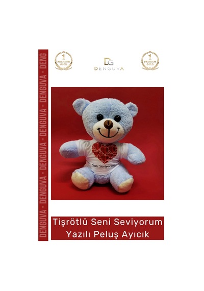 Ayıcık Hediye Kalpli Seni Seviyorum Romantik Kaliteli Yumuşak Yazılı Tişörtlü Peluş Ayıcık