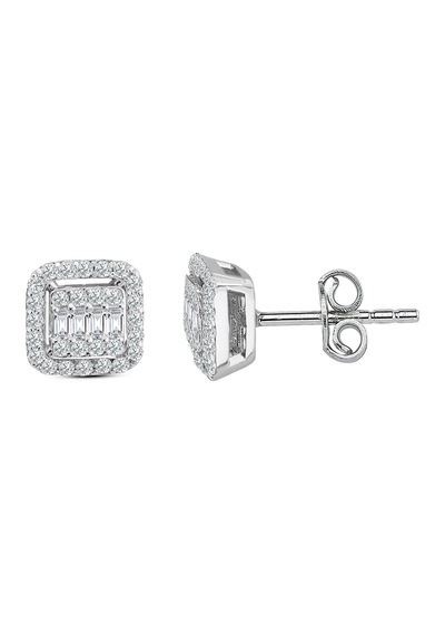 Modern Tasarım 0.50 Ct Baget Kare Tektaş  Küpe