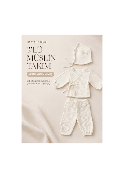 Genel Markalar 4 Katlı Müslin Yenidoğan Bebek 3 Lü Hastane Çıkış Seti Şapka Alt Üst Ekru Erkek Hastene Çıkışı Erkek Hastene Çıkışı Genel Markalar 4 Katlı Müslin Yenidoğan Bebek 3 Lü Hastane Çıkış Seti Şapka Alt Üst Ekru Erkek Hastene Çıkışı Erkek Hastene Çıkışı