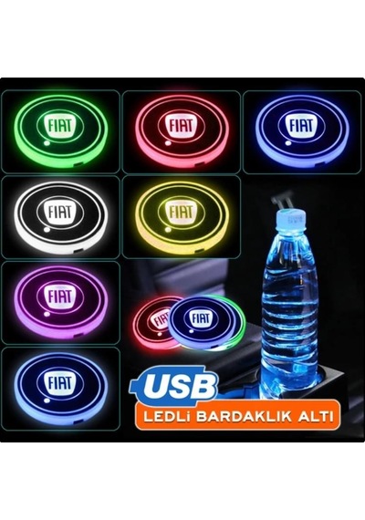 OtoÇizgi Fiat Uyumlu Ledli Bardaklık Altı Usb Şarjlı 2 Adet N11.1803 OtoÇizgi