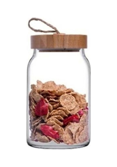 43583s00 Woody Bambu Kapaklı Kavanoz - 860 Ml Şeffaf