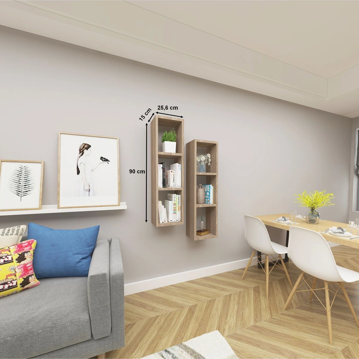 Kitaplık Salon Duvar Rafı Çapraz Ikili Mobilya Takım Cordoba Cordoba