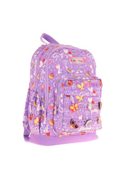 Kaukko Kids Dört Bölmeli Kız Çocuk Silikon Aksesuarlı Mor İlkokul Çantası Mor