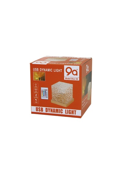 Usb Kumandalı Rgb Su Desenli Mika Kristal Plastik Gece Lambası 9.5x9.5cmx11.5cm