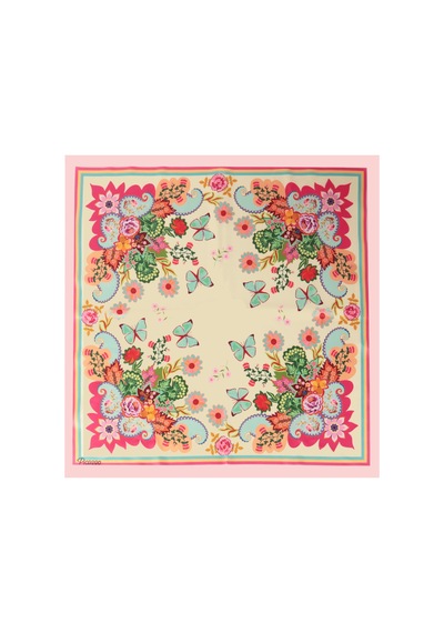 Inno 60x60 Cm Premium Saten Desenli Dikişli Fular Çok Renkli