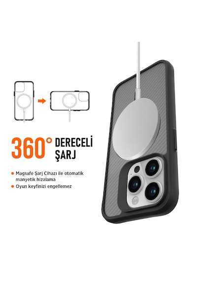 Bix iPhone Uyumlu 16 Carbon Fiber Force Magsafe Kılıf Anti-şok Teknolojili Kamera Ve Ekran Korumalı Karbon