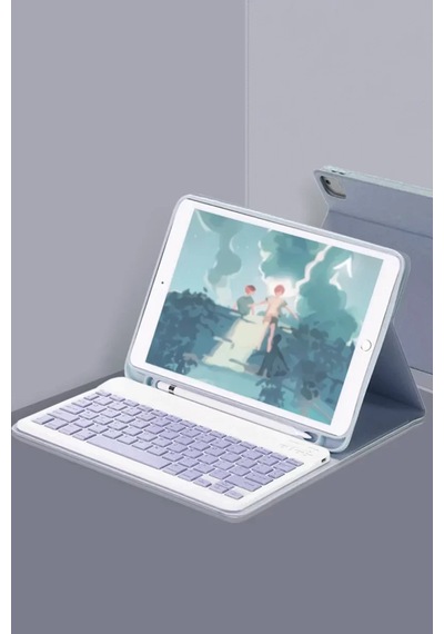 Newface Apple iPad Uyumlu  Air 11 2024 Kılıf Kc01 Smart Klavyeli Tablet Kılıfı - Lacivert Renkli