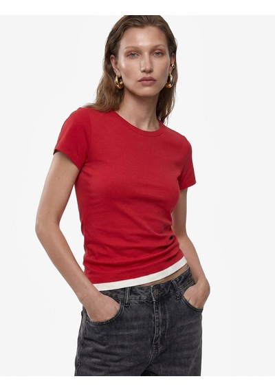 Koton Modal Kumaş Renk Kontrastlı Katmanlı Bisiklet Yaka Kısa Kollu Basic Tişört Kırmızı 6sak50533ek Koton Modal Kumaş Renk Kontrastlı Katmanlı Bisiklet Yaka Kısa Kollu Basic Tişört Kırmızı 6sak50533ek