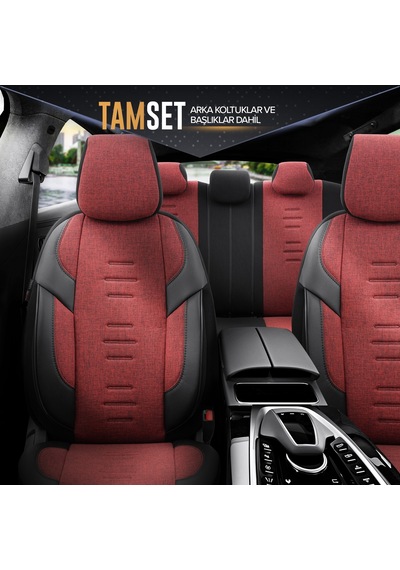 Throne Design Terletmeyen Keten Kumaş Ekstra Destekli Özel Tasarım Universal Oto Koltuk Kılıfı Tam Set