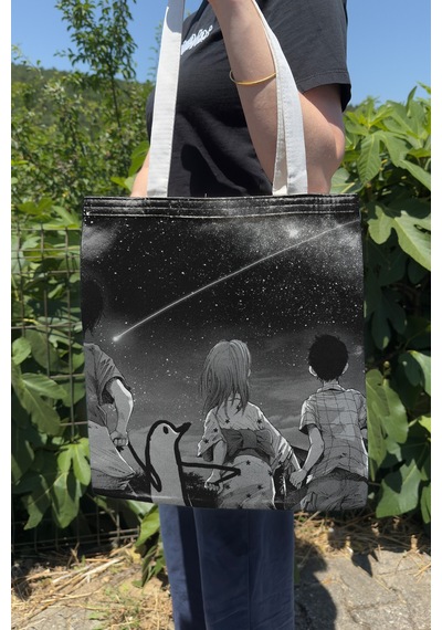 Zipzap Oyasumi Punpun V1 Yazlık Kışlık Çift Taraflı Kanvas Baskı Bez Çanta Anime Çantası