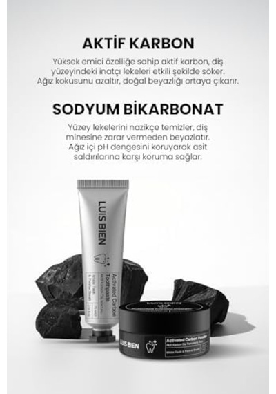 Diş Beyazlatıcı Set-doğal Aktif Karbon Diş Macunu 75 Ml+ Aktif Karbon Diş Beyazlatma Tozu 50 Gr
