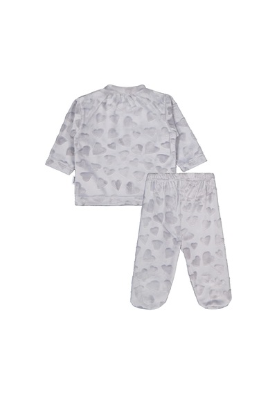 Albimini Kız Ayı Tavşan Nakış Patikli 2li Pijama Takım 1-6 Ay - Gri