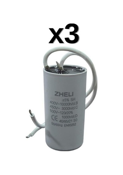 3'lü Zheli 1,5 Μf 25x49 Mm Plastik Kablolu 450-500 Acv Daimi Devre Kondansatörü